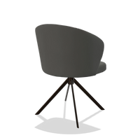Dining Chair Lazio 6511 in Leather B945 (dark grey), espresso swivel base, back angled view