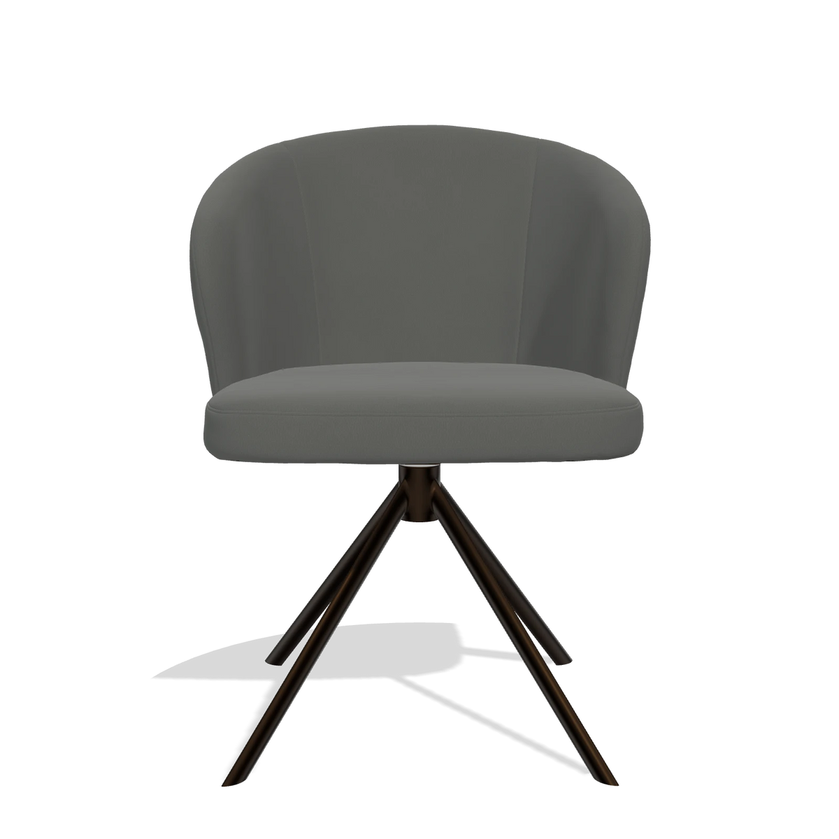 Dining Chair Lazio 6511 in Leather B945 (dark grey), espresso swivel base, front view