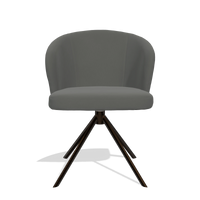 Dining Chair Lazio 6511 in Leather B945 (dark grey), espresso swivel base, front view