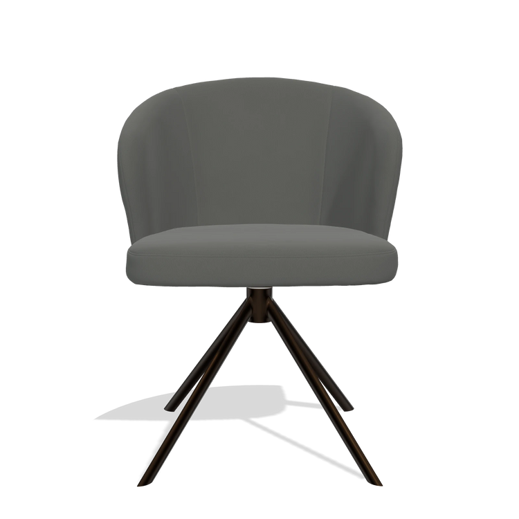 Dining Chair Lazio 6511 in Leather B945 (dark grey), espresso swivel base, front view