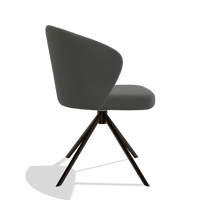 Dining Chair Lazio 6511 in Leather B945 (dark grey), espresso swivel base, side view