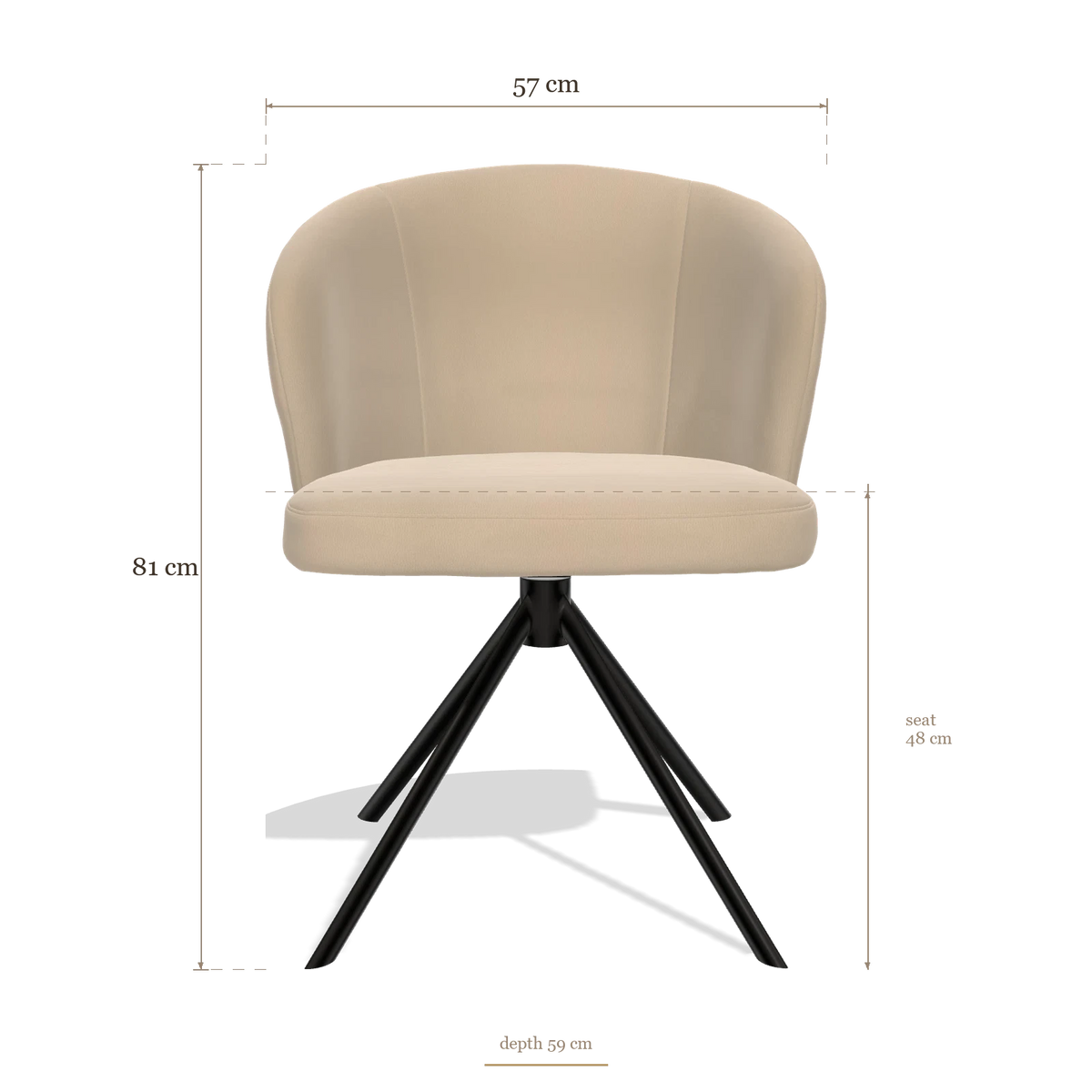 Sedia da pranzo Lazio 6511, dimensioni 57 x 59 x 81 cm