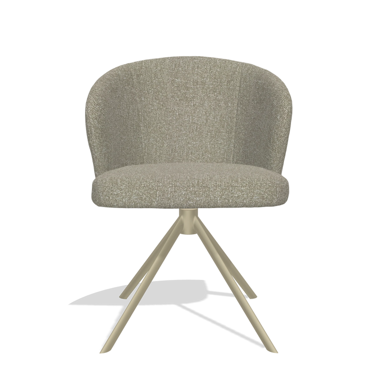 Chaise de salle à manger Lazio 6511 en tissu Lodge 05 (taupe), pied pivotant en champagne, vue de face