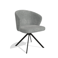 Silla de comedor Lazio 6511 en tela Mito 97 (topo), base giratoria en negro, vista en ángulo