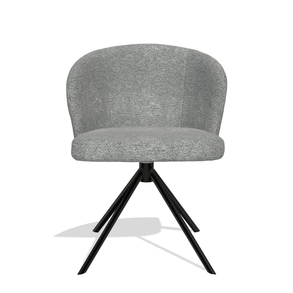 Silla de comedor Lazio 6511 en tela Mito 97 (topo), base giratoria en negro, vista frontal