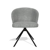 Silla de comedor Lazio 6511 en tela Mito 97 (topo), base giratoria en negro, vista frontal
