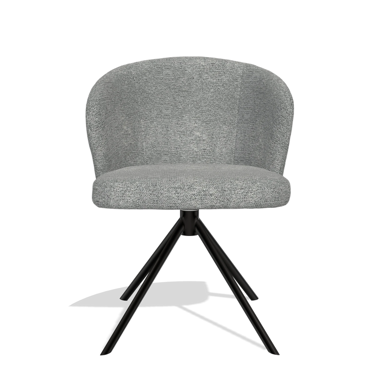 Silla de comedor Lazio 6511 en tela Mito 97 (topo), base giratoria en negro, vista frontal