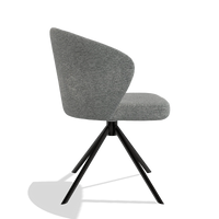 Silla de comedor Lazio 6511 en tela Mito 97 (topo), base giratoria en negro, vista lateral