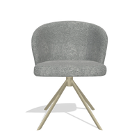 Silla de comedor Lazio 6511 en tela Mito 97 (topo), base giratoria en champán, vista frontal