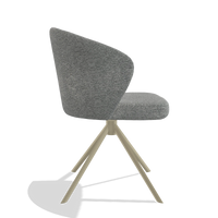 Silla de comedor Lazio 6511 en tela Mito 97 (topo), base giratoria en champán, vista lateral