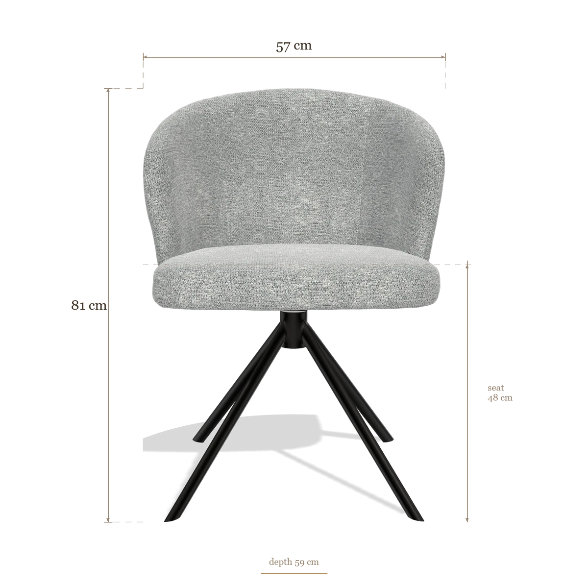 Silla de comedor Lazio 6511, medidas 57 x 59 x 81 cm