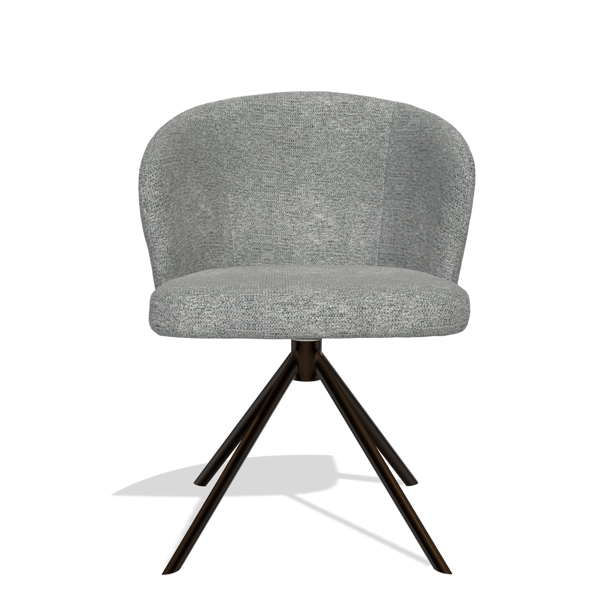 Silla de comedor Lazio 6511 en tela Mito 97 (topo), base giratoria en espresso, vista frontal