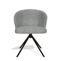 Silla de comedor Lazio 6511 en tela Mito 97 (topo), base giratoria en espresso, vista frontal