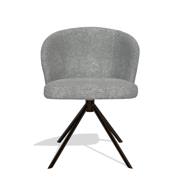 Silla de comedor Lazio 6511 en tela Mito 97 (topo), base giratoria en espresso, vista frontal