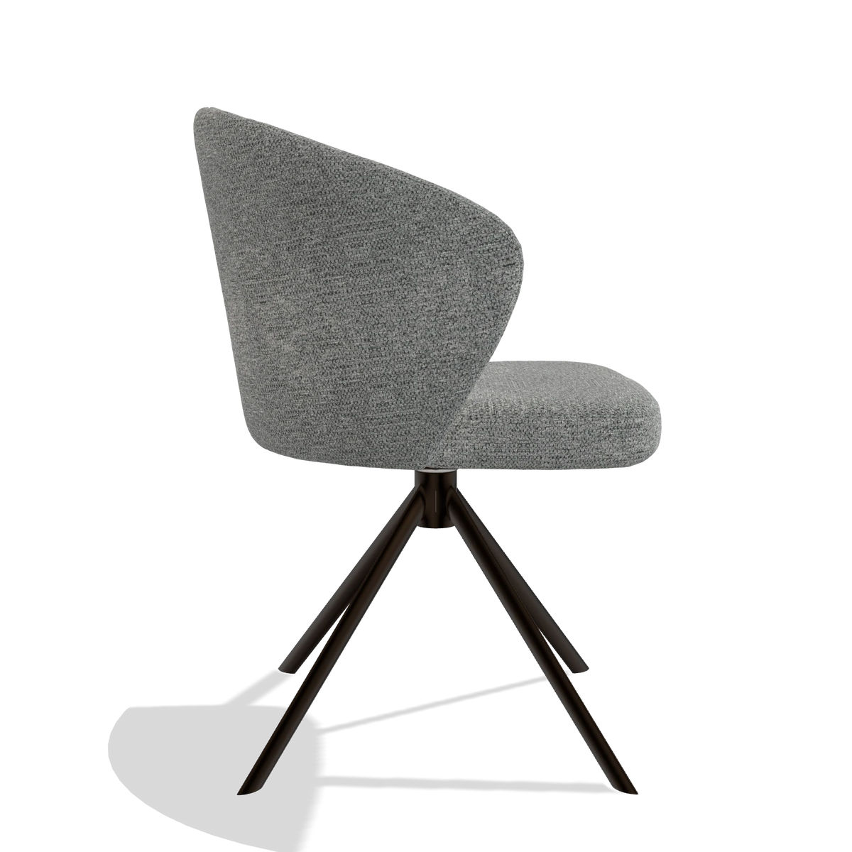 Silla de comedor Lazio 6511 en tela Mito 97 (topo), base giratoria en espresso, vista lateral
