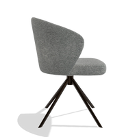 Silla de comedor Lazio 6511 en tela Mito 97 (topo), base giratoria en espresso, vista lateral