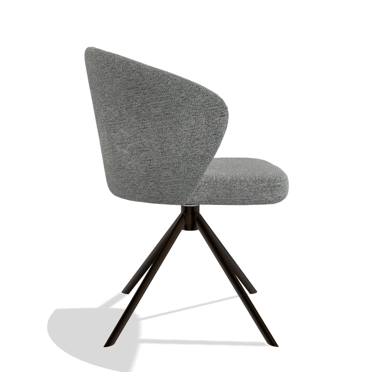 Silla de comedor Lazio 6511 en tela Mito 97 (topo), base giratoria en espresso, vista lateral