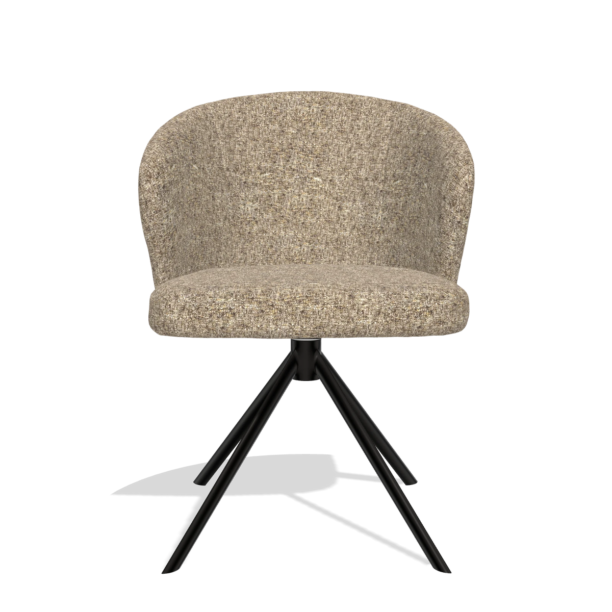 Dining Chair Lazio 6511 in Oasis 176 fabric (taupe), black swivel base, front view
