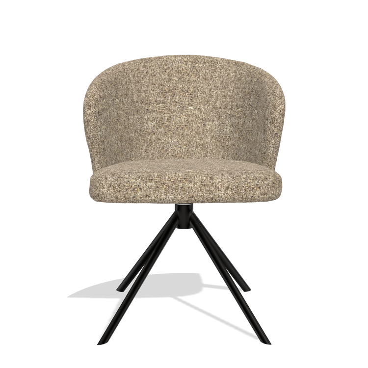 Dining Chair Lazio 6511 in Oasis 176 fabric (taupe), black swivel base, front view
