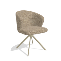 Dining Chair Lazio 6511 in Oasis 176 fabric (taupe), champagne swivel base, angled view