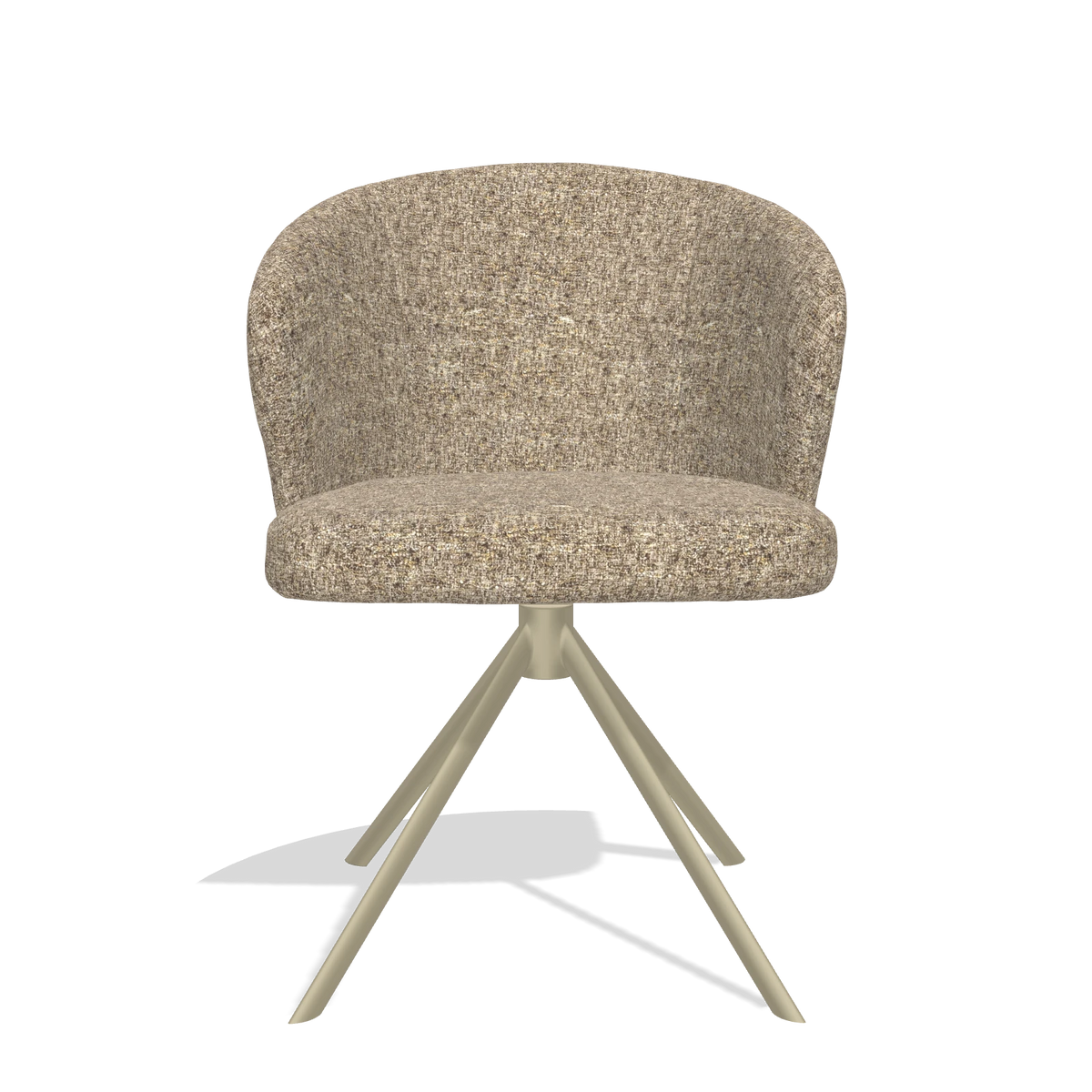 Dining Chair Lazio 6511 in Oasis 176 fabric (taupe), champagne swivel base, front view