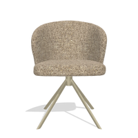 Dining Chair Lazio 6511 in Oasis 176 fabric (taupe), champagne swivel base, front view