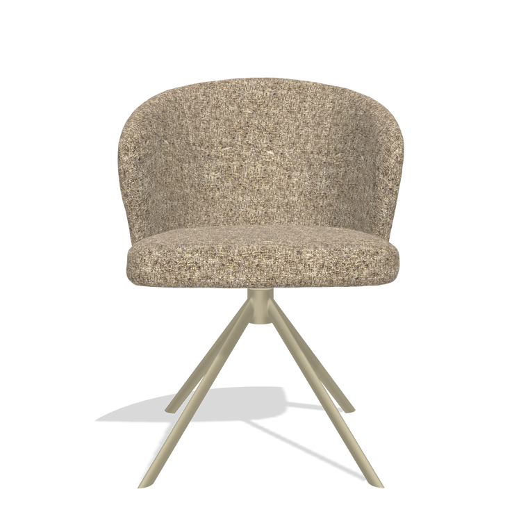 Dining Chair Lazio 6511 in Oasis 176 fabric (taupe), champagne swivel base, front view