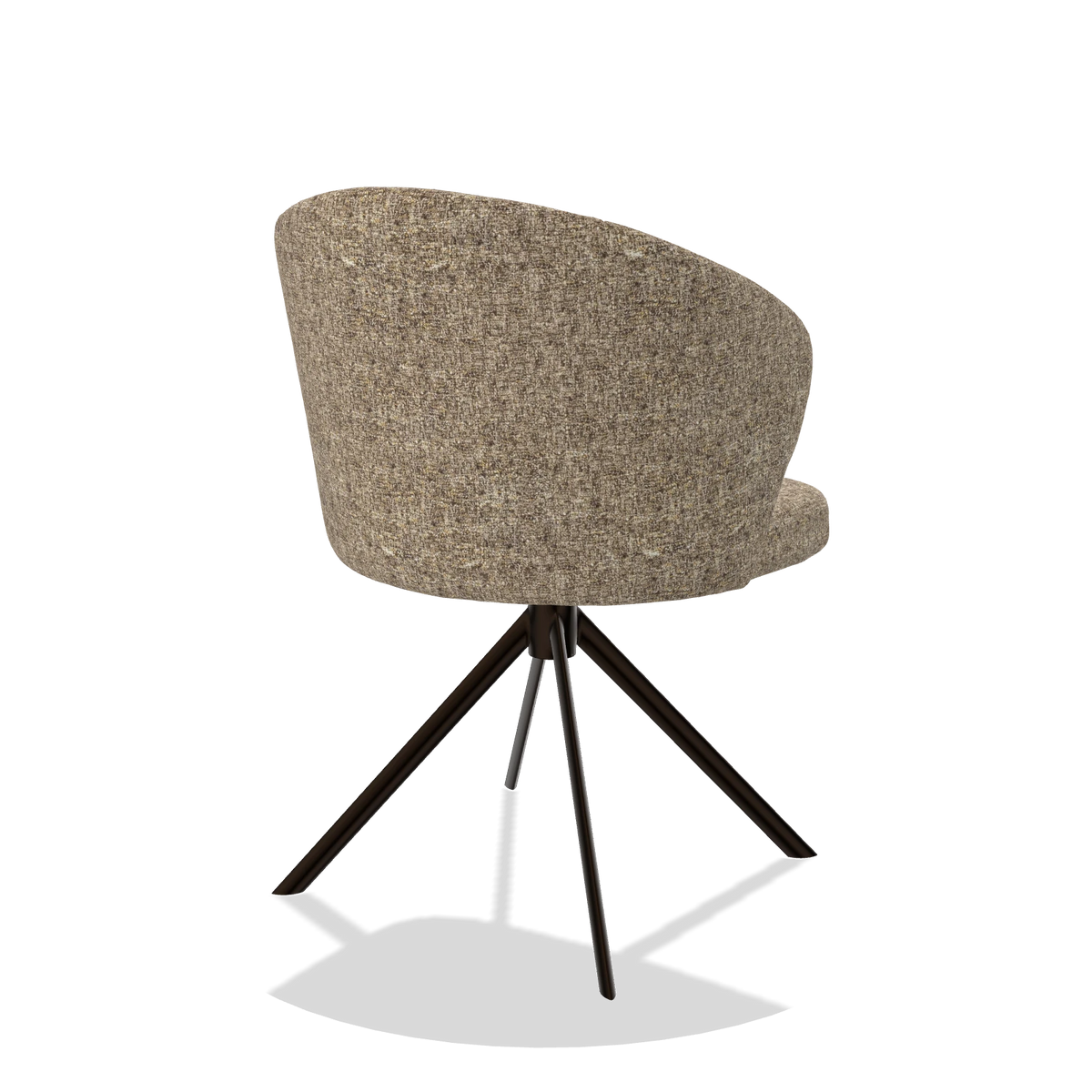Dining Chair Lazio 6511 in Oasis 176 fabric (taupe), espresso swivel base, back angled view