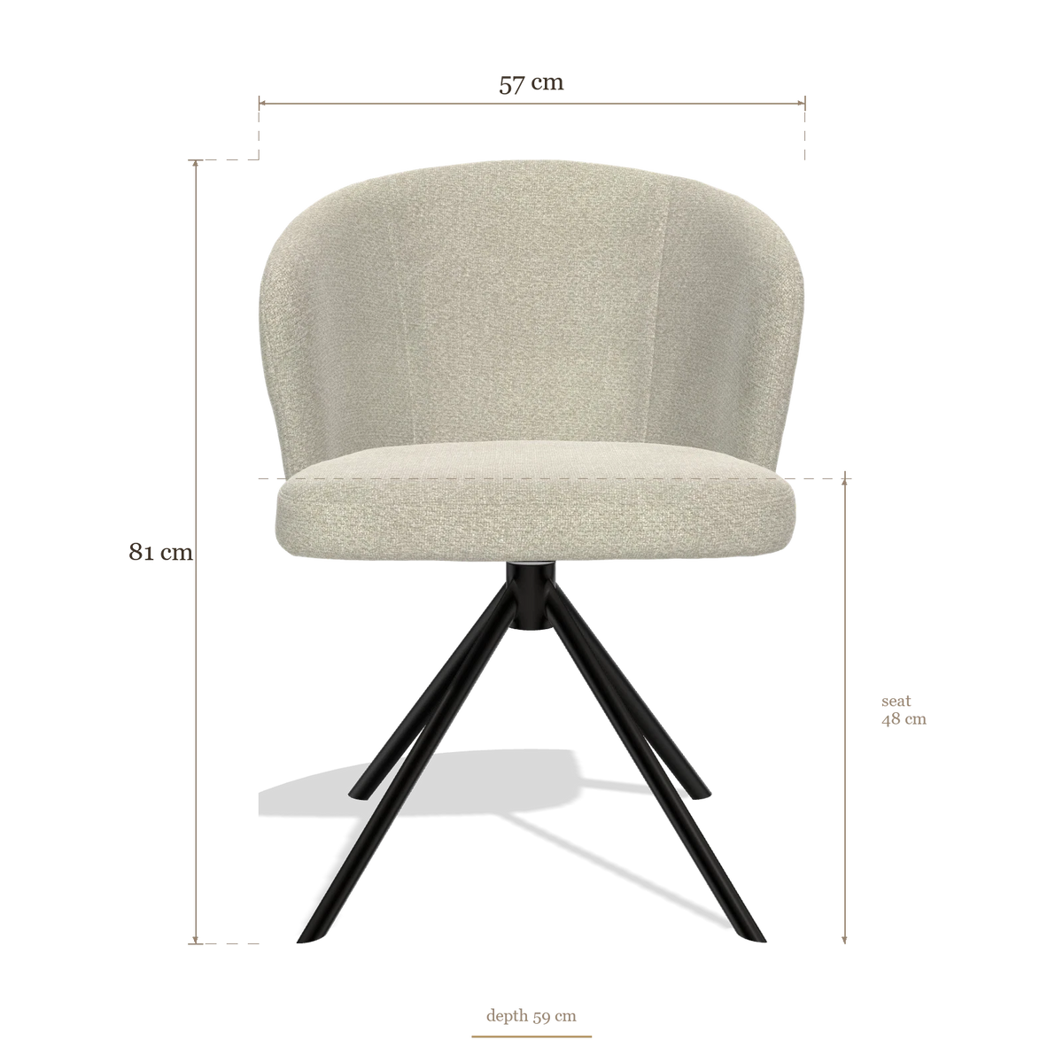 Sedia da pranzo Lazio 6511, dimensioni 57 x 59 x 81 cm