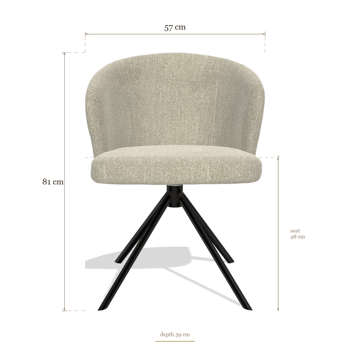 Sedia da pranzo Lazio 6511, dimensioni 57 x 59 x 81 cm