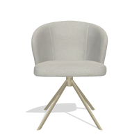Silla de comedor Lazio 6511 en tela Rhythm 101 (greige), base giratoria en champán, vista frontal