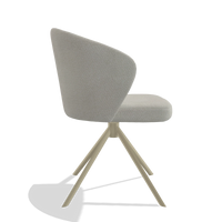 Silla de comedor Lazio 6511 en tela Rhythm 101 (greige), base giratoria en champán, vista lateral