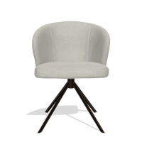 Silla de comedor Lazio 6511 en tela Rhythm 101 (greige), base giratoria en espresso, vista frontal
