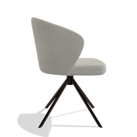 Silla de comedor Lazio 6511 en tela Rhythm 101 (greige), base giratoria en espresso, vista lateral