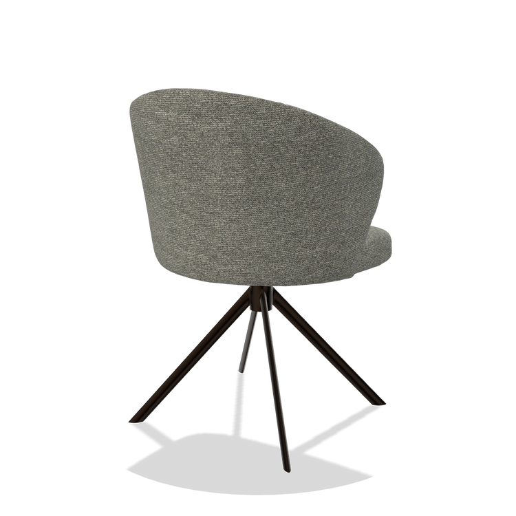 Chaise de salle à manger Lazio 6511 en tissu Sneak 149 (taupe), pied pivotant en espresso, vue de trois-quarts arrière