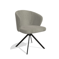 Dining Chair Lazio 6511 in Stella 10 fabric (taupe), black swivel base, angled view
