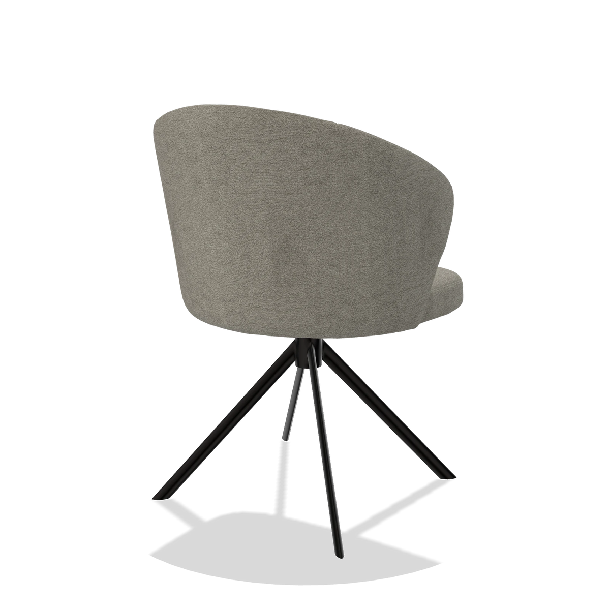 Dining Chair Lazio 6511 in Stella 10 fabric (taupe), black swivel base, back angled view