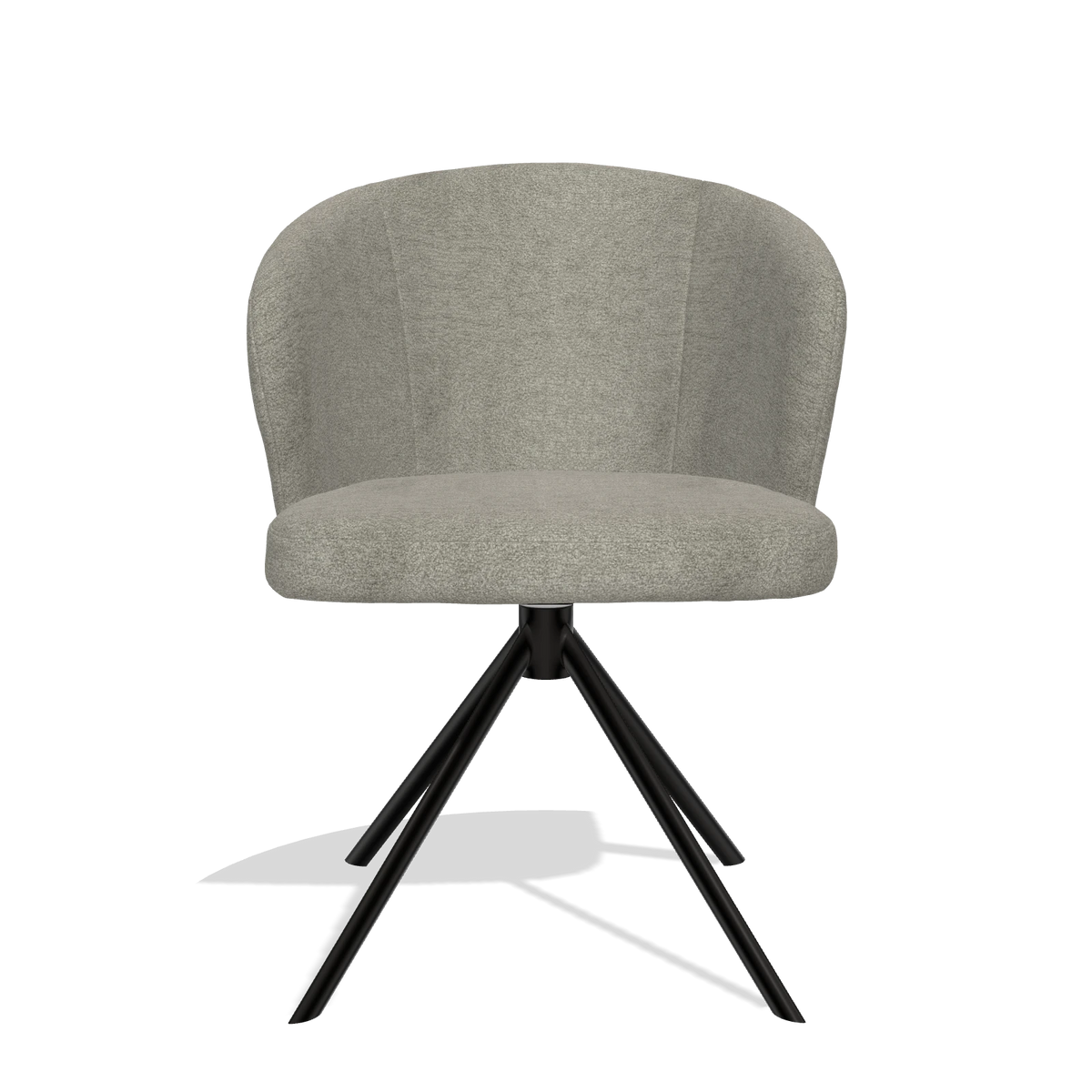 Dining Chair Lazio 6511 in Stella 10 fabric (taupe), black swivel base, front view