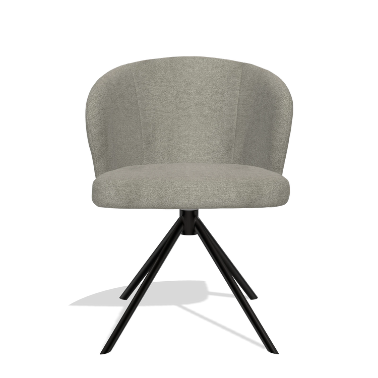 Dining Chair Lazio 6511 in Stella 10 fabric (taupe), black swivel base, front view
