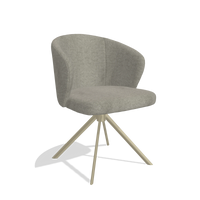Dining Chair Lazio 6511 in Stella 10 fabric (taupe), champagne swivel base, angled view