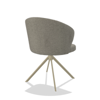 Dining Chair Lazio 6511 in Stella 10 fabric (taupe), champagne swivel base, back angled view