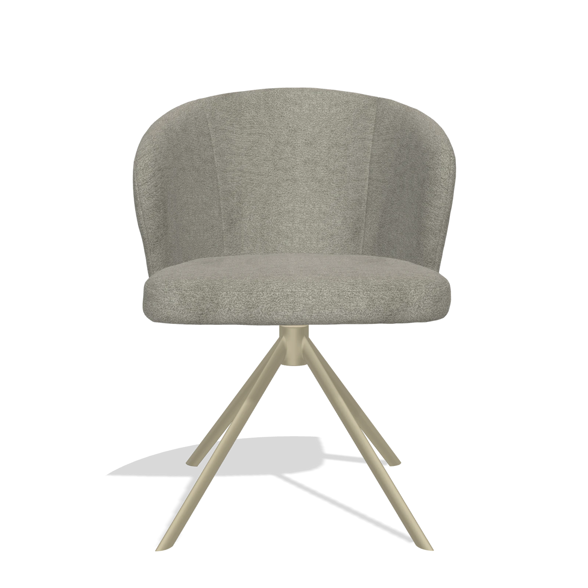 Dining Chair Lazio 6511 in Stella 10 fabric (taupe), champagne swivel base, front view