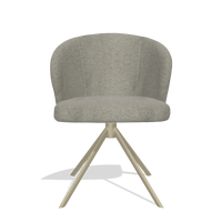 Dining Chair Lazio 6511 in Stella 10 fabric (taupe), champagne swivel base, front view
