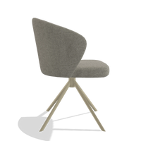 Dining Chair Lazio 6511 in Stella 10 fabric (taupe), champagne swivel base, side view