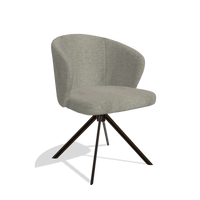 Dining Chair Lazio 6511 in Stella 10 fabric (taupe), espresso swivel base, angled view