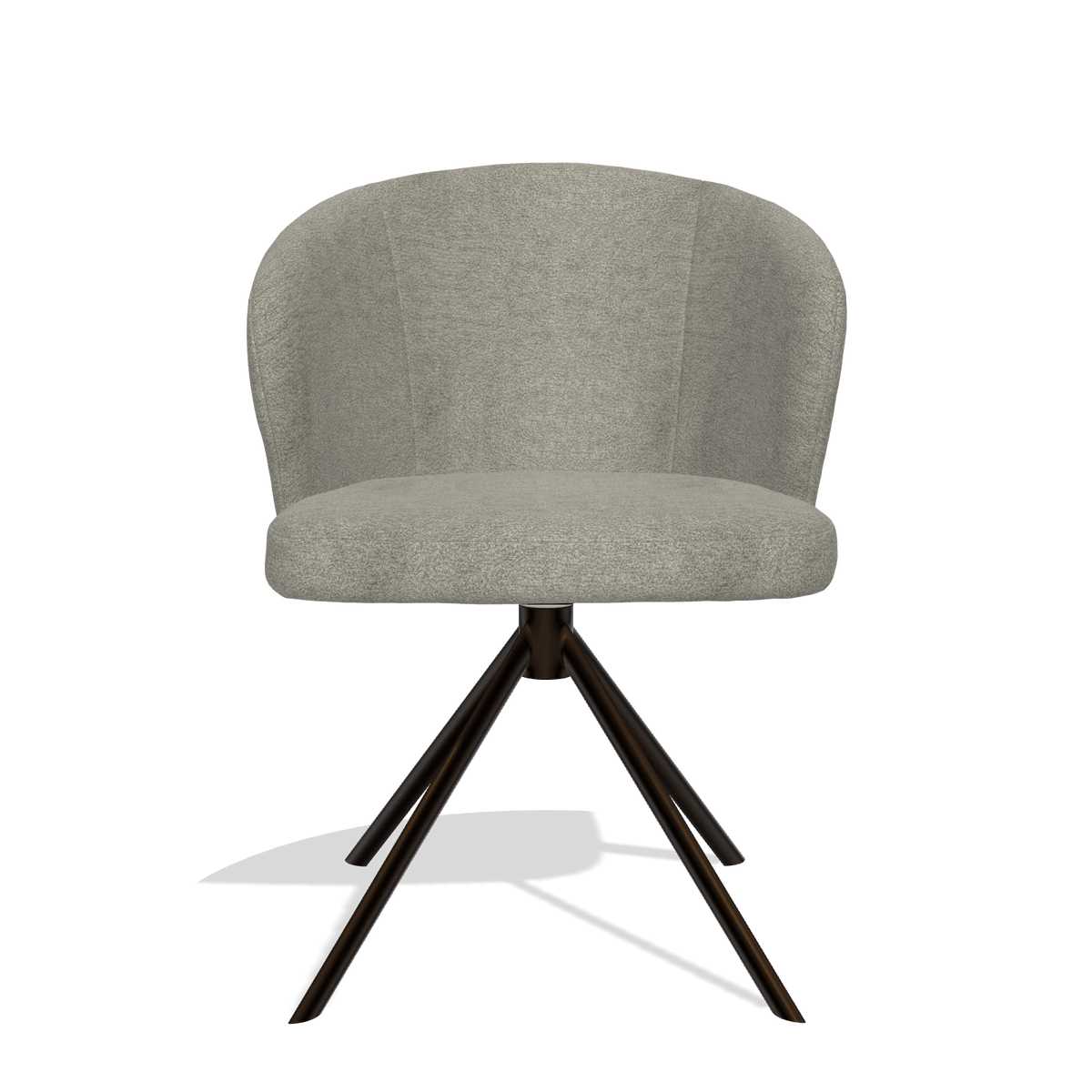 Dining Chair Lazio 6511 in Stella 10 fabric (taupe), espresso swivel base, front view