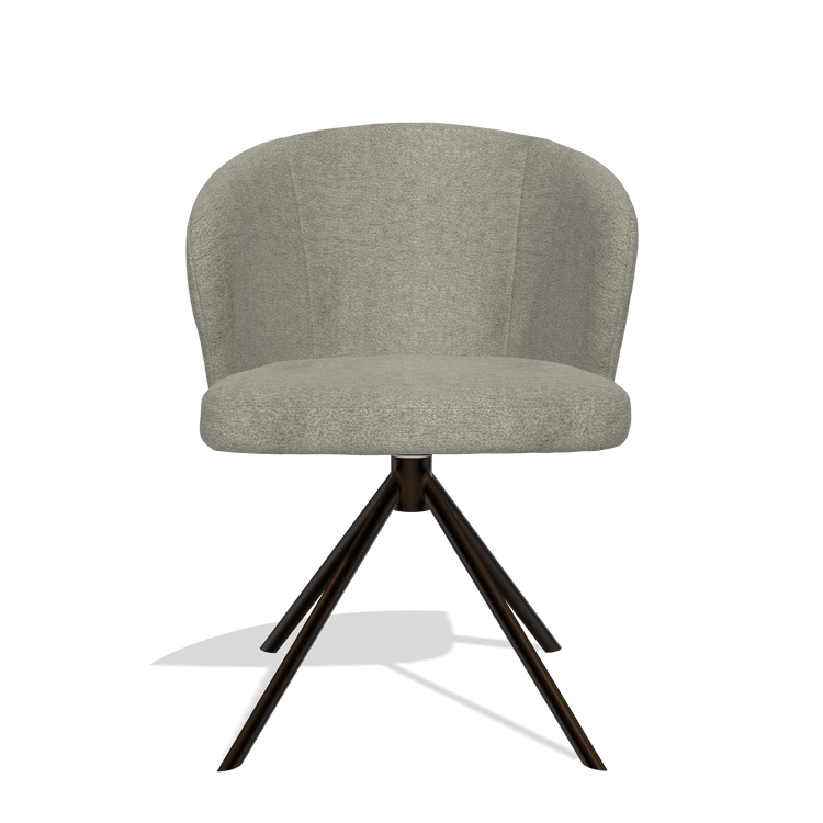 Dining Chair Lazio 6511 in Stella 10 fabric (taupe), espresso swivel base, front view