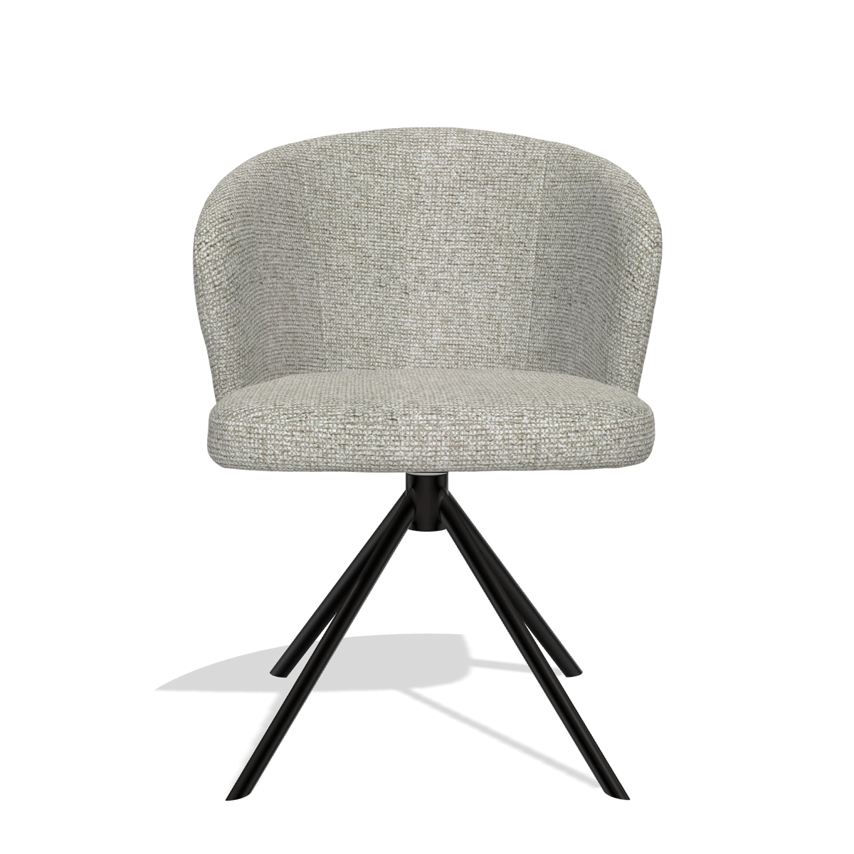 Silla de comedor Lazio 6511 en tela Taurus 01 (greige), base giratoria en negro, vista frontal