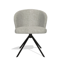 Silla de comedor Lazio 6511 en tela Taurus 01 (greige), base giratoria en negro, vista frontal
