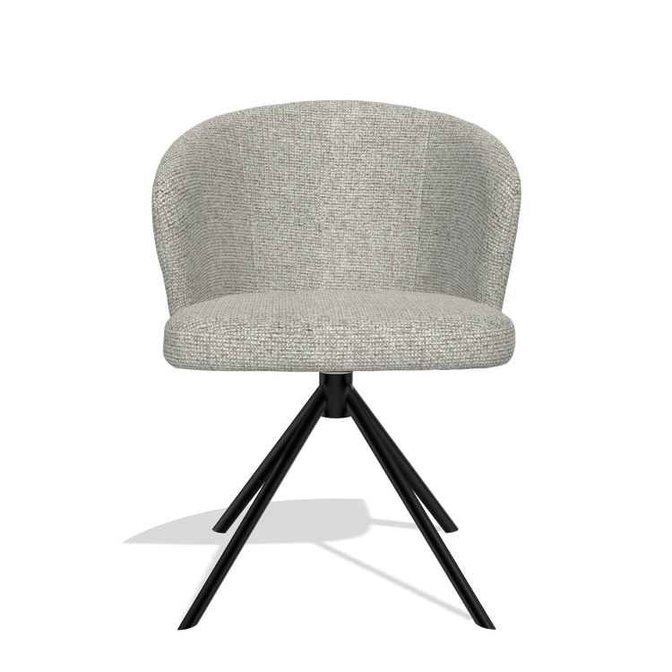 Silla de comedor Lazio 6511 en tela Taurus 01 (greige), base giratoria en negro, vista frontal